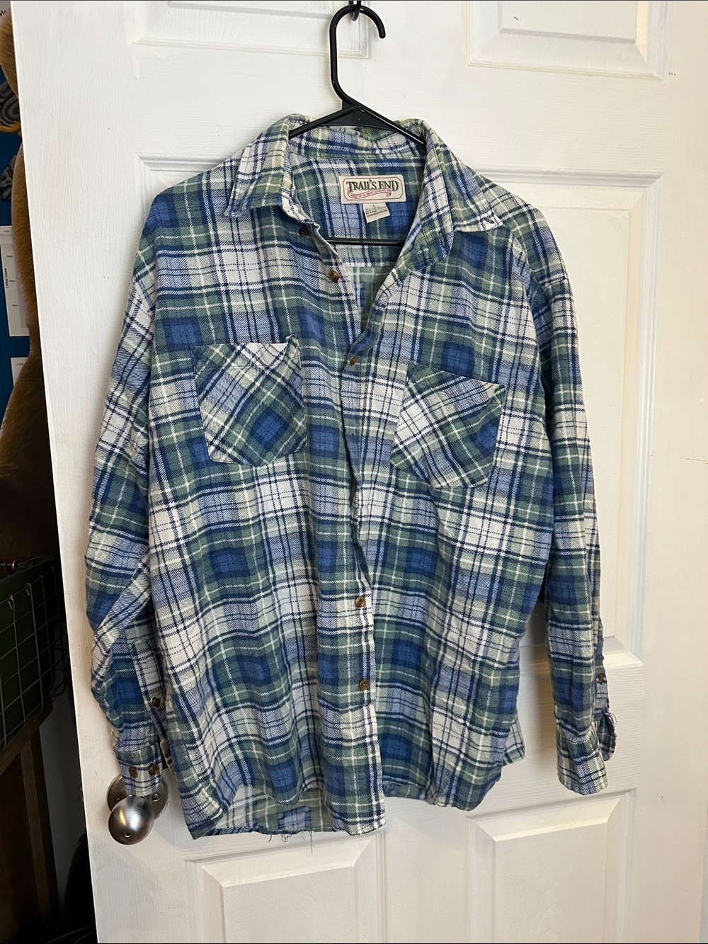 Vintage trails end Blue & Green Plaid Flannel Shirt